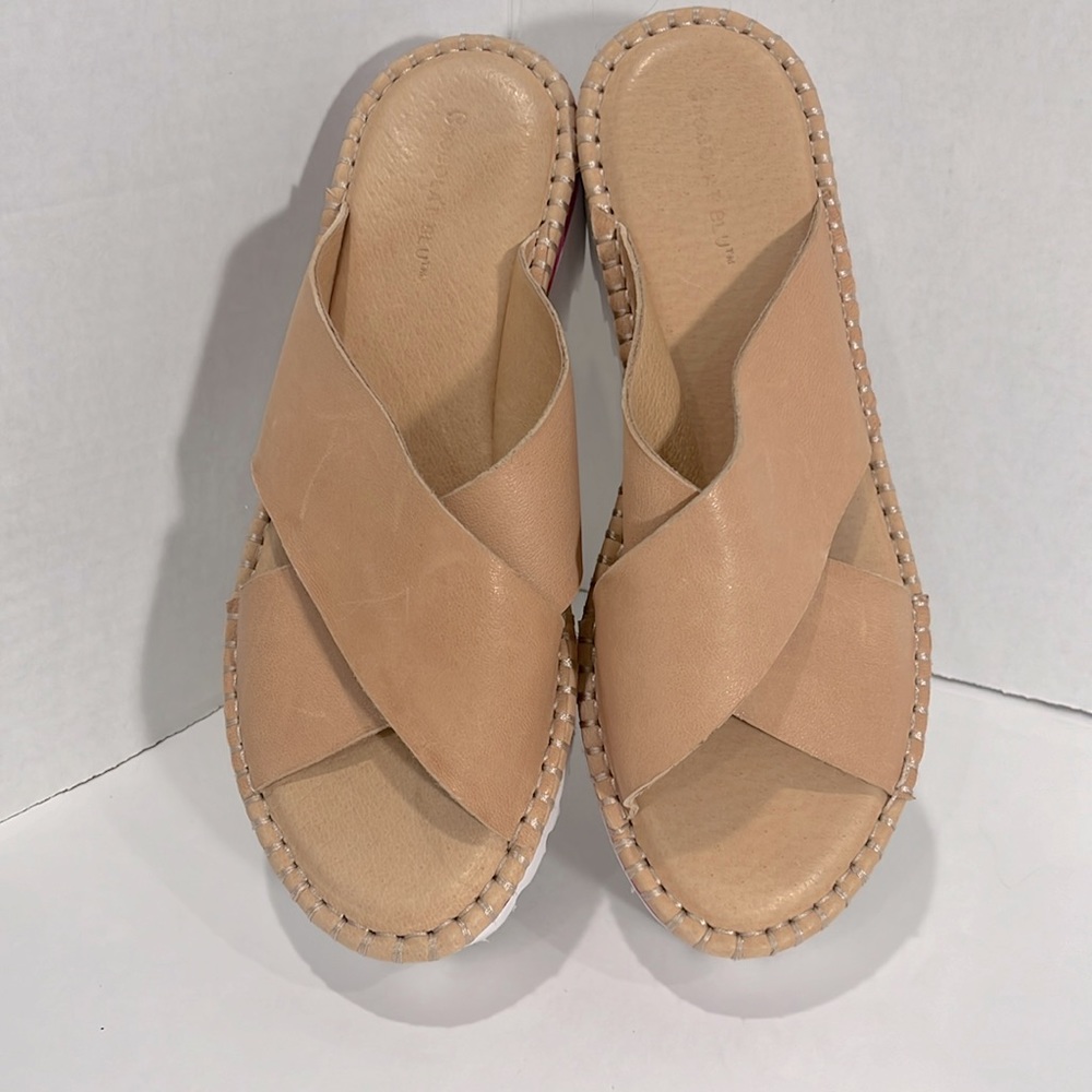 Chocolate Blu Tan Leather Platform in Narrow